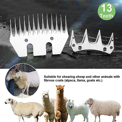 13 Tooth Sheep Shears Replacement Blades PRO Universal Blade for All Major Brands Oster GDJOB TAKEKIT BEETRO Dragro Lister Heiniger Sheep Clippers for Sheep Alpacas Goats (13 Tooth Silver) - color: 13 Tooth Silver