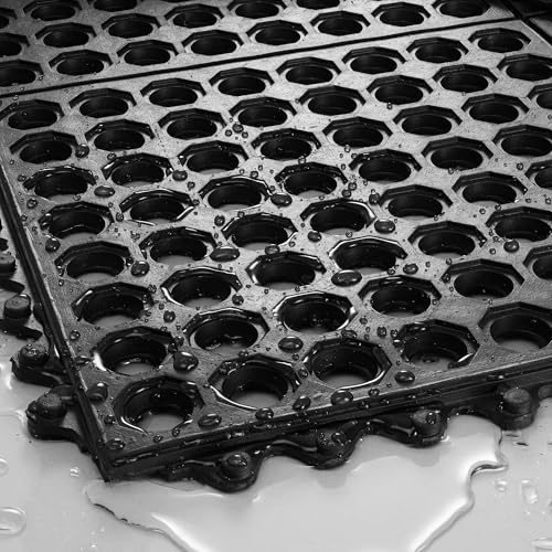 GRIDMANN Rubber Interlocking Floor Mat, 36" x 36" Non-Slip Anti-Fatigue Drainage Mat for Restaurants, Commercial Kitchens, Bar Floors, Black - size: 36"L x 36"W x 0.5"Th