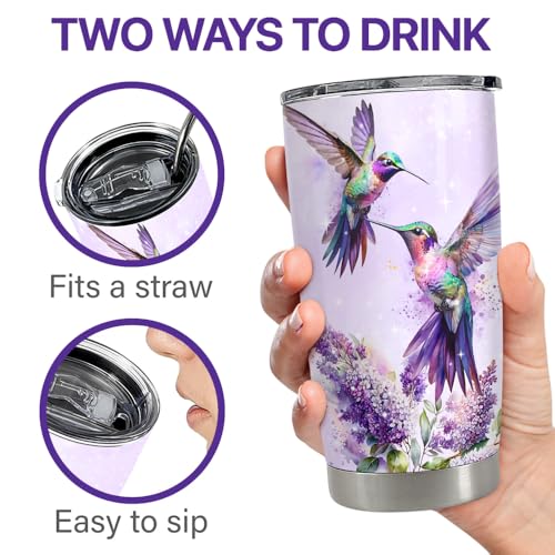 SANDJEST Hummingbird Tumbler 20oz Stainless Steel Insulated Travel Mug Cup for Women Girls Grandma Mom Hummingbird Gifts for Birthday Christmas Mothers Day - color: Hummingbird