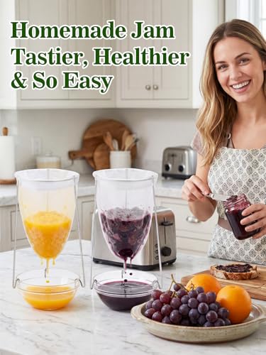 2 Sets Stable Jelly Strainer Stand with 3 Strainer Bags | Reusable Mesh Filter Bags & Stainless Steel Sieve Stand Kit for Straining Nut Milk, Cheese, Juice, Greek Yogurt
