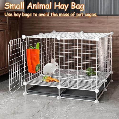 Carrot Shaped Rabbit Hay Feeder Bag, 1680D Oxford Cloth Hanging Timothy Hay Dispenser for Wire Cage, Less Waste Foldable Hay Storage Manger for Bunny Guinea Pig Chinchilla Hamster
