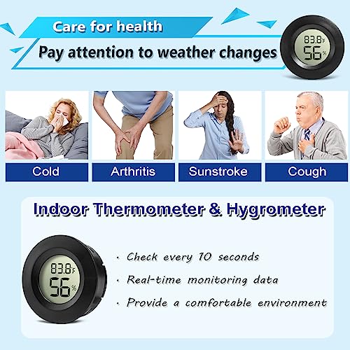 10 Pack Mini Digital Hygrometer Gauge Indoor Thermometer,Humidity Gauge LCD Monitor Temperature Outdoor Humidity Meter for Greenhouse Jars Incubators Guitar Case (10)