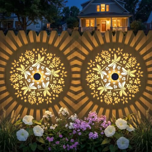 Gardsee Solar Fence Lights 6 Pack Solar Deck Lights Waterproof LED Solar Powered Step Light Wall Lights Outdoor Decorations Warm Yellow Light Decorative Lighting for Garden (Black 8) - style: black 8