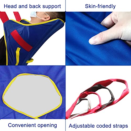 Full Body Patient Lift Sling, Head and Back Support, Toileting Transfer Slings, Split Legs with Commode Opening, 5 Handles, 6 Straps, Lifting Sling Medium Compatible with Various of Lifts - size: Medium