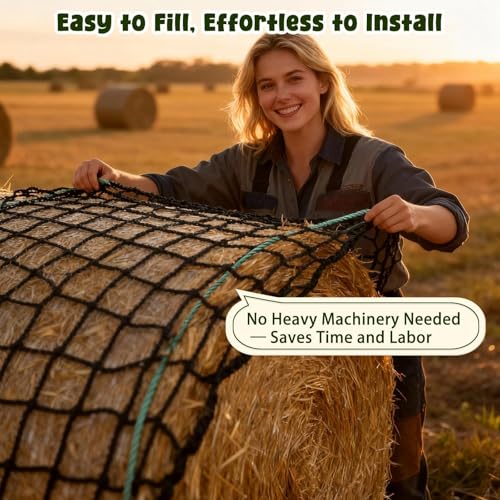 5x5ft Bolded Hay Net for Horses – Heavy-Duty Slow Feeder | Knotless 2-Inch Mesh Slows Intake, Slashes Hay Waste – Great For Barns, Farms & Home