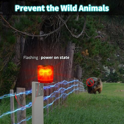 Electric Fence Idicator Light, Briidea Solar Fence Alarm with Light Transmission to 1/2 Mile, Ensure The Normal Operation of The Electronic Fence to Prevent The Invasion of Wild Animals, Red, MK-098 | Light Transmission to 1/2 Mile, Ensure the Normal Oper