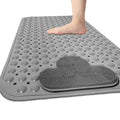 Bath and Shower Safety Mats with Foot Massage,Large Foot Scrubber Mat in Shower,Non Slip with Suction Cups for Bathroom Stall and Tub Floor,Foot Clean and Massage Feet Without Bending Over (Grey) - color: Grey
