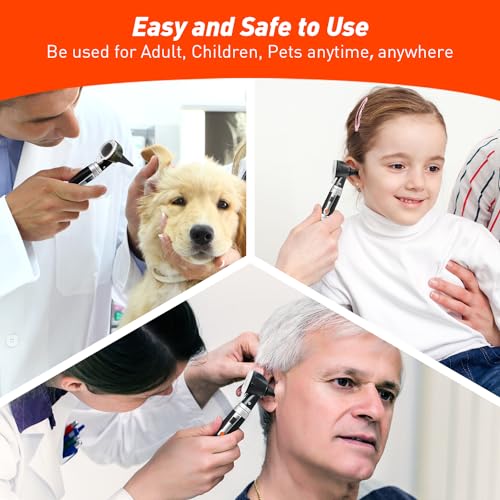 Scian Otoscope - Ear Scope with Light, Fiber Optic Otoscopes with Hard Plastic Case, Pocket Ear Infection Detector for Nurses,Kids,Elders,Home Use (Black) - color: Black