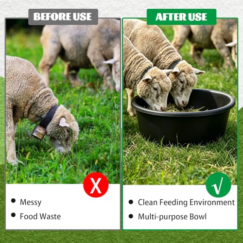 4pcs Rubber Feeder Pan - 1 Gallon Horse Feed Bucket - Animal Feed Bowl for Goat Chicken Dogs