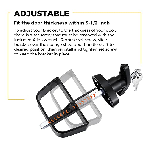 Shed Door T-Handle Lock Kit -Hurricom Includes 2 Keys, 2 Screws, Allen Wrench, 4-1/2" Stem, Shed Lock, Barn Door Lock, Playhouse Lock & Chicken Coop Lock (Black) - size: 4.5inch T