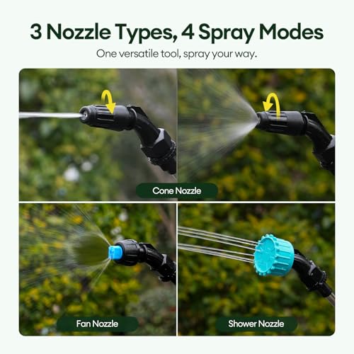 Maygrove 2 Gallon Electric Garden Sprayer, Rechargeable Telescopic Wand | Battery Powered Sprayer with 3 Nozzles, One-button Spraying for Yard, Lawn, Weed Control