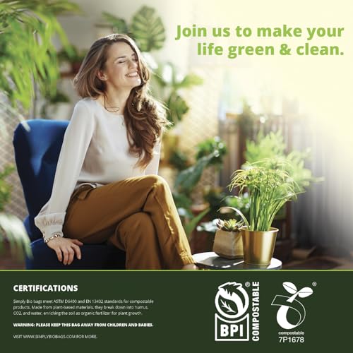 Simply Bio 3 Gallon Compostable Trash Bags Liners Drawstring, Heavy Duty Extra Thick 1 Mil, 11.36 Liter, 50 Bags, Small Kitchen Food Scrap Waste Bag, ASTM D6400, US BPI and OK Compost Home Certified - size: 1 Count (Pack of 50), style: Drawstring (3 Gal)