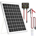 Solar Panel Kit 10W 12V Waterproof Solar Battery Trickle Charger | Solar Battery Maintainer + Smart MPPT Controller + Adjustable Mount Bracket for Boat Car RV Motorcycle Marine Automotive - size: 10W