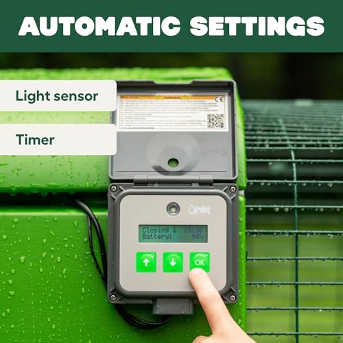 Omlet Automatic Chicken Coop Door Opener Operated by Light Sensor or Timer | Easy to Install, No Maintenance Required | Improves Coop Security and Insulation | Built-in Safety Sensors | Green - color: Green