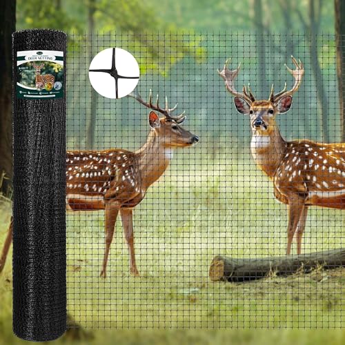 FRUITEAM Deer Fence Netting, 8FT x 100FT Heavy Duty Black PP Coated, Garden Protection Barrier, 0.7"x0.7" 70gr/sqm Mesh, Long-Lasting Yard Garden Fencing Roll - size: 8FT×100FT