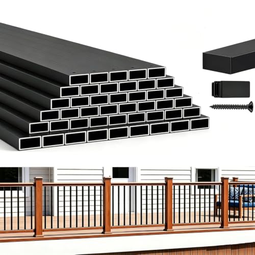 HZIU 60 Pack 26" Deck Balusters，Stainless Steel Deck Railing Kit | Rustproof Side Mount Spindles Railings with End Caps & Screws–Modern Porch Balusters for Patio, Balcony&Outdoor Staircases - size: 26 Inch