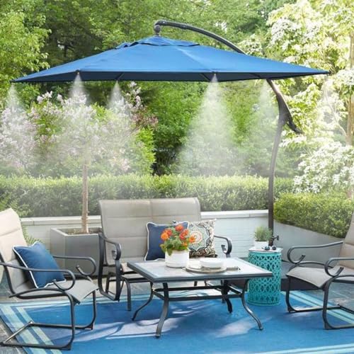 GOXAWEE Misting System, 75FT (23M) Misting Line + 28 Brass Mist Nozzles + Brass Adapter(3/4"), Misters for Outside Patio Cooling Outdoor Garden Greenhouse Trampoline for Waterpark - size: 75 ft