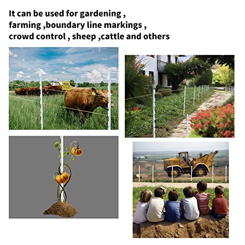 FENSMILE 25 Pack 48Inch Step-in Electric Fence Posts with Clips, White | Temporary Fencing · 8 Integrated Clips · Reinforced Steel Spike · For Garden and Farm