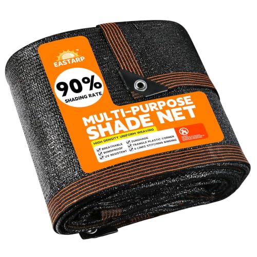 90% Shading Rate 16'x20' Black Shade Cloth,UV Resistant Durable Mesh Tarp with Grommets&Reinforced Edges, Shade Net Using for Plants Cover, Greenhouse, Dog Kennel, Patio, Chicken House - size: 16'x20'