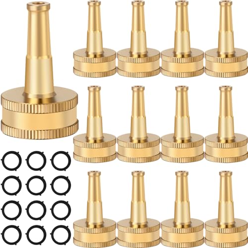 JaGely 12 Pack Brass Hose Nozzle for Garden, Jet Sweeper Nozzles Solid Brass 2" Jet Nozzle for Car Wash, Extra12 Garden Hose Rubber Washers