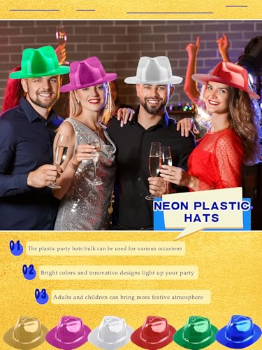 36 Pcs Party Gangster Hats Plastic Party Hats Bulk Fedora Party Hats for Kids Adults Cosplay Photo Booth Supplies - color: Color Set 1