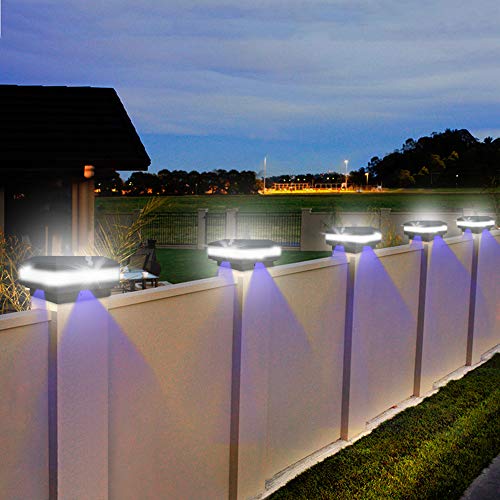 4x4 Post Solar Lights 160 Lumen with 52 LEDs & 6000K White Light | Outdoor Fence Deck Post Solar Lights Fit 4x4 Caps(5x5 6x6 Need Mounting Bracket), IP65 Waterproof for Porch Patio Garden - color: Black