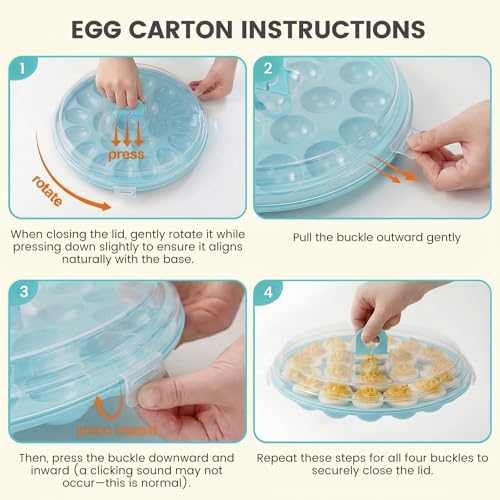 HAKSEN Deviled Egg Platter, Deviled Egg Containers with Lid | Carrier Holder Trayswith 22 Slots, Holiday Party and Home Kitchen, Blue - style: 1PCS