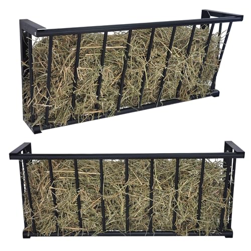 2Pcs Wall Mount Hay Rack 25 Gallon | 40'' Long Livestock Hay Feeder Carbon Steel Hay Feeder for Sheep, Goats, Horses, Indoor Outdoor Uses - size: 25INCH(2PCS)