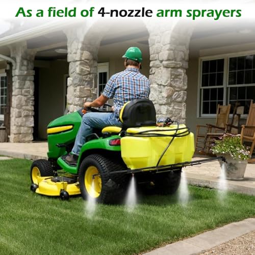 4-Nozzle Boom Sprayer Wand with 3/8" Brass Fitting | 55.1” ATV Sprayer Boom Wide-Coverage Agricultural and Lawn Spray Attachment for Tractors and UTVs, Featuring Two 90° Nozzles