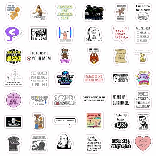 100Pcs Dark Humor Stickers for Water Bottle and Laptop - Dark Humor Party Supplies & Decorations, Waterproof Vinyl Decals, Funny and Sarcastic Stickers, Gifts for Women & Men - color: Dark Humor Stickers