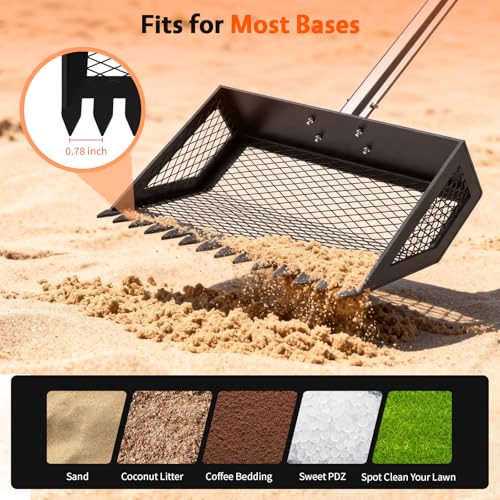Chicken Poop Scooper,2-in-1 Scoop Shovel&Poop Rake,35-75”Adjustable | Ergonomic Handle Metal Pooper Scooper, Litter Sifting Shovel For Henhouse, Sand, Cattle Shed