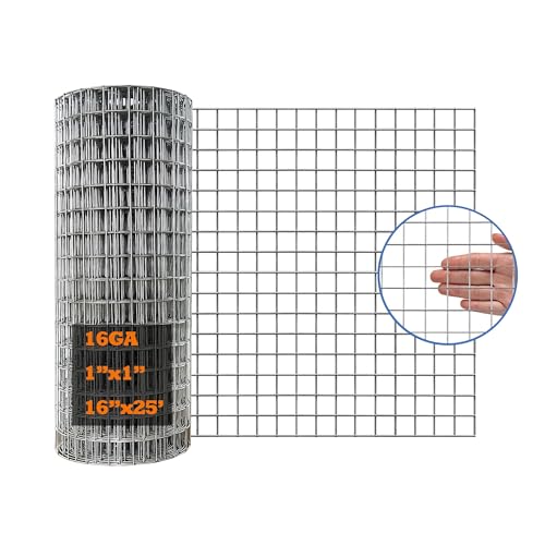 16GA Galvanized 16in x 25ft-1in x 1in Welded Wire Mesh Garden Economy Fence - size: 16"x25'-1"x1" 16GA Galvanized