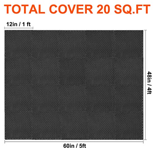 Walsai Exercise Mats Puzzle Foam Mats Gym Flooring Mat Cover 20 SQ.FT Interlocking Foam Mats with EVA Foam Floor Tiles for Home Gym Equipment Workouts (20pcs Black Exercise Mats)