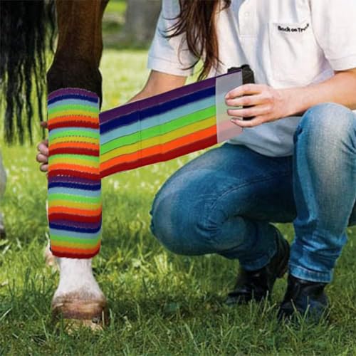 Elastic Polo Leg Wrap Compression Bandage for Horses, Dogs, Cats, Sheep, Cow, Dog Wound Care, Vet Wrap - color: Rainbow