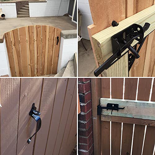 JIAHOO Gate Latch, Thumb Latch Hardware, Gate Latch for Wooden Fence | Heavy Duty Self Locking Latches with 8 inch Handle, Gate Kit for Wooden Fence & Swing Outdoor Gate – Steel, Black Finish