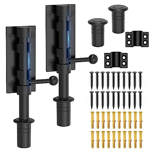 6.3 Inch Slide Bolt Gate Latch, Barrel Bolt Latch, 2 Pack Black | Heavy Duty Solid 304 Stainless Steel Door Lock for Wooden Fence/Shed/Yard/Barn Door/Interior and Outdoor - color: 2 Pack Black