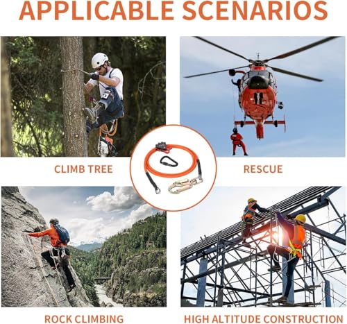 1/2" X 12' Steel Wire Core Flipline, W/Better Grab Adjuster & Steel Swivel, Arborist Equipment Positioning Lanyard, Climbing Flipline for Fall Protection, Arborist, Tree Climbers (1/2’’ x 12 ft) - size: 1/2’’ x 12 ft