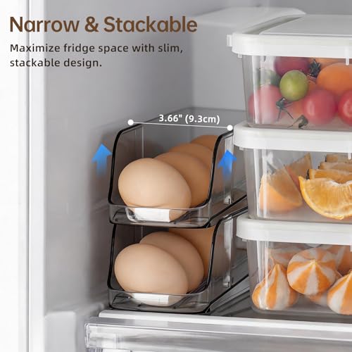 PAVSTINE 2-Tier Auto Rolling Egg Holder for Fridge, Clear Egg Dispenser | Stackable Egg Container, Holds Up To 14 Eggs Tray, Fits Kitchen Countertop/Refrigerator/Cabinet Storage Organizer - size: 2-Tier
