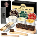 11 PCS Leather Care Kit - Horsehair Brushes,Saddle Soap,Waterproofing Wax,Mink Oil Conditioner,Polishing Cloth,Microfiber cloth,Boot Shoe Shine Cleaning Kit Gift for Men Cowboy Husband Dad ﻿