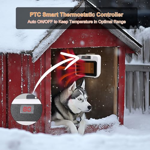 Dog House Heater with Smart Thermostat 300W/600W Chicken Coop Heater for Outdoor/Indoor Winter