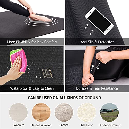 GXMMAT Large Yoga Mat 12'x6'/10'x6'/6'x8'(7mm), Extra Thick Workout Mats for Home Gym Flooring, Ultra Comfortable Non-Slip Quick Resilient Barefoot Wide Exercise Mat for Pilates, Stretching,Meditation - color: Black Real, size: 6*12 FT