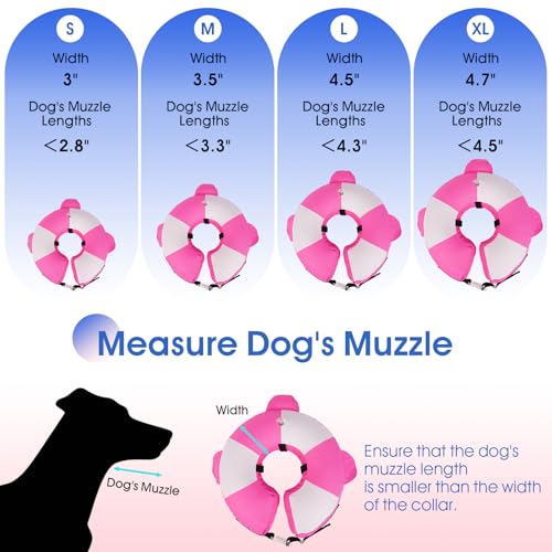 Inflatable Dog Cone for Small Dogs- Adjustable Neck Recovery ECollar,Lightweight Donut Collar After Surgery Anti-Licking & Biting,Waterproof Easy to Clean (Pink,M) - color: Rose-Pink, size: Medium