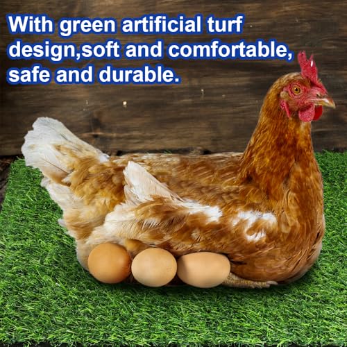 Kalekey 10 Pack Nesting Pads for Chicken Coop, 12"x12" Nesting Box for Laying Eggs, Washable Artificial Grass for Chicken Hen Small Pets on Garden Lawn Indoor Outdoor - size: 10 Pack