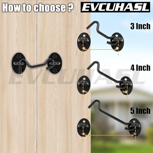 4 Inch Privacy Hook and Eye Latch, Black Iron Barn Door Lock Cabin Hooks, Eye Hook Latch for Gate Shutters Window Slide Barn Shed Cabinet, Sliding Door Lock Eye for Indoor Outdoor, 1 Pack - size: 4 Inch