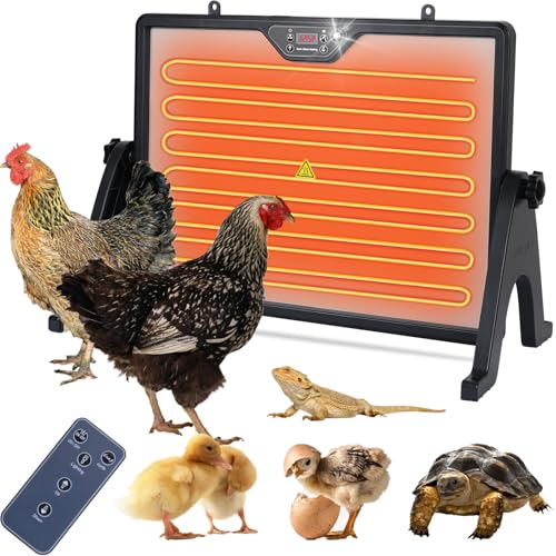 Chicken Coop Heater Radiant Chicken Heater for Inside Coop 180W with Remote Control Timing Function, Adjustable Temp, Light, Perfect Chicken Coop Accessories Kitten Puppy Pets for Winter(Fahrenheit) - size: 23.6"L x 17.7"W x 13.0"H