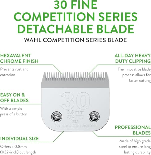 Wahl Professional Animal Competition Blade, 2355-100, 30 | Fine, Detachable Blade with 1/32 in Cut Length - size: 30