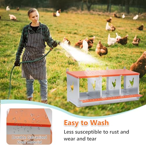 3 Compartment Galvanized Steel Nesting Box Wall Mount | Galvanized Steel Rustproof & Weather Resistant|Vented Design Keeps Interior Dry & Odor Free|Tool-Free Assembly - size: 31.8"L x 17.0"W x 15.0"H