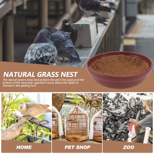 DECHOUS Pigeon Nest Bowl with 4Pcs Natural Coconut Fiber Bird Breeding Egg Mats - Clay Pigeon Nest Basin Accessories for Quails Doves and Small Birds, Pet Cage Supplies