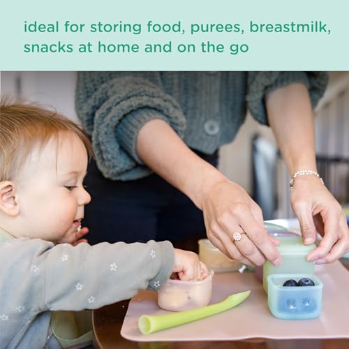 Olababy Silicone Baby Food Storage Containers 4pk, 2oz (Coral) | For Baby Food, Snacks, Formula, Puree & Sauce. BPA & Micro Plastic-Free. Daycare Essentials for Toddlers. - color: Coral, size: 2 oz