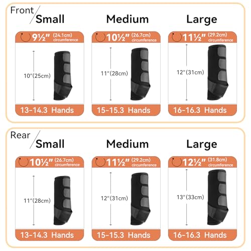 4 Pcs Horse Sport Boots - Neoprene Protective Breathable Comfy Mesh All-Round Lower Limb Protection & Support for Jumping Trail Riding Endurance Training and Performance - size: ‎Medium / Cob